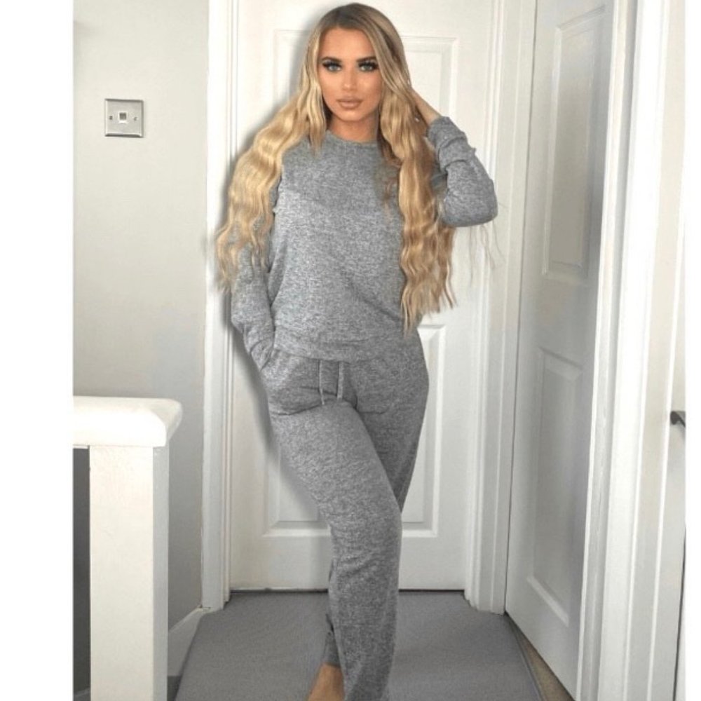 Gray Long Sleeve Top and Joggers Jogger Pants Two Piece Set - Picture 3 of 8